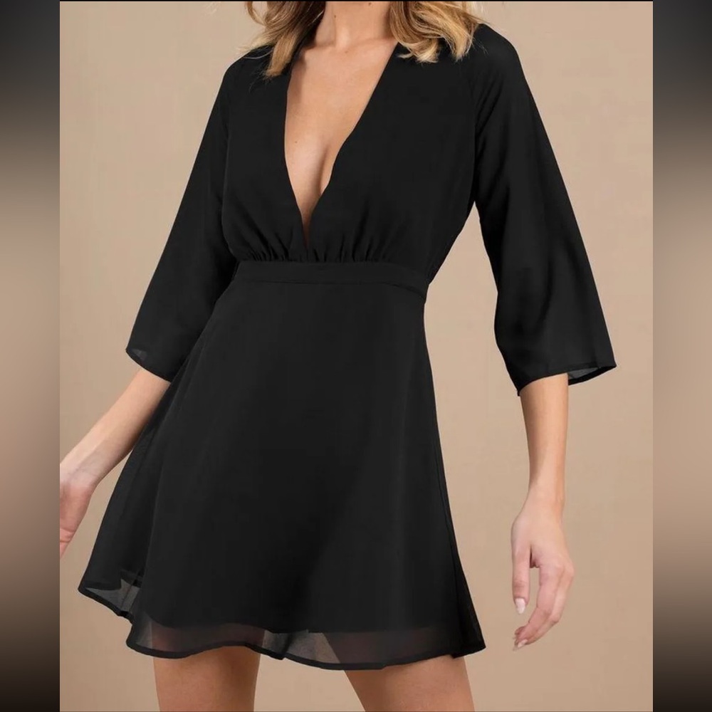 TOBI Black Deep V neck Mini Cocktail Summer‎ Dress size XS